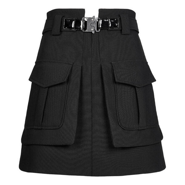 A Line Mini Skirt With Decorative Belt - M