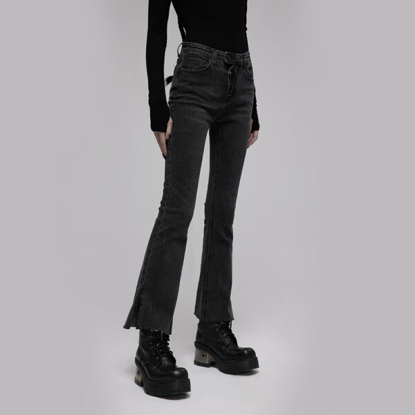 Asymmetric Placket Flare Jeans -S - Image 9