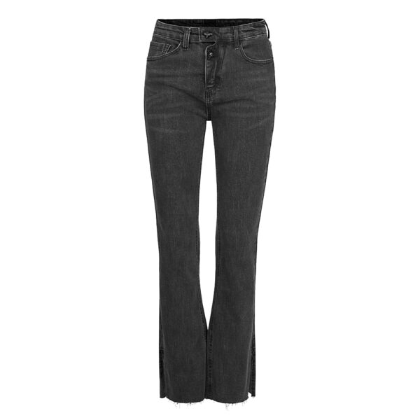 Asymmetric Placket Flare Jeans -S