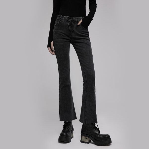 Asymmetric Placket Flare Jeans -S - Image 10