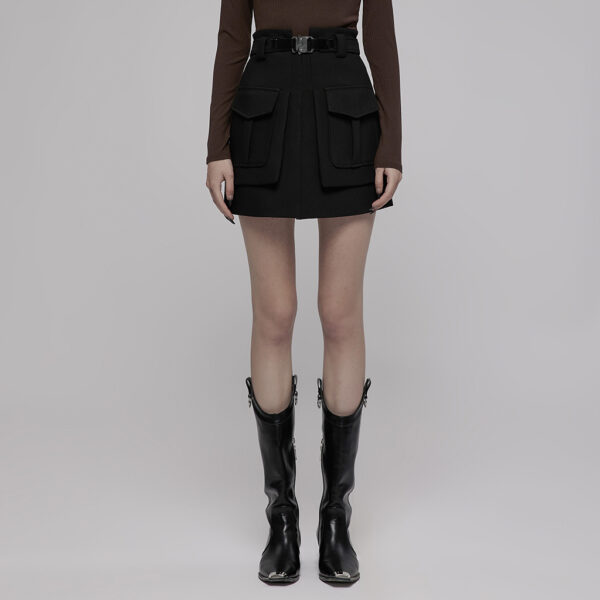 A Line Mini Skirt With Decorative Belt - M - Image 4