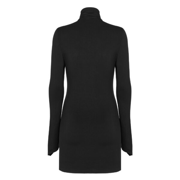 High Collar Pleated Fitted Dress - XL-2XL - Image 3