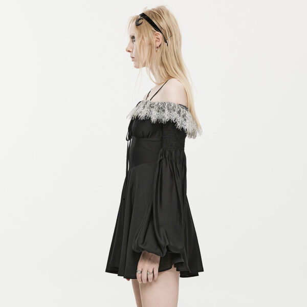 Off-Shoulder Lace Edge Chiffon Dress - Image 3