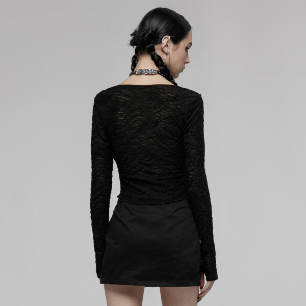 Drawstring Long-Sleeve Lace Top - Image 3