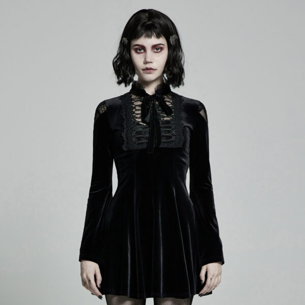 Velvet Long Sleeves Mini Dress - Image 4