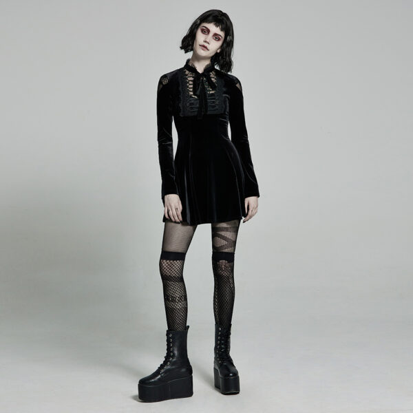 Velvet Long Sleeves Mini Dress - Image 7