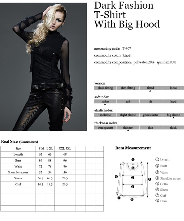 Dark Fashion T-Shirt With Big Hood - Image 14