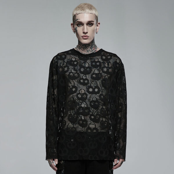 Mesh Long Sleeve Punk T-shirt