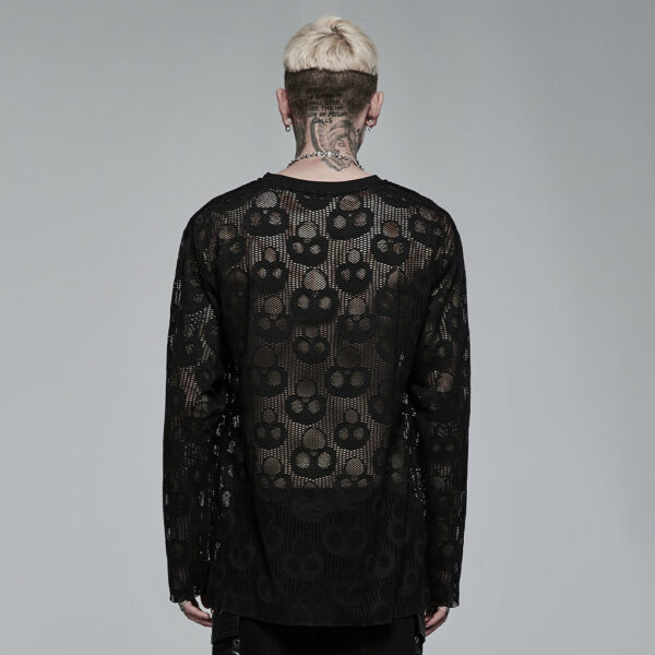 Mesh Long Sleeve Punk T-shirt - Image 2