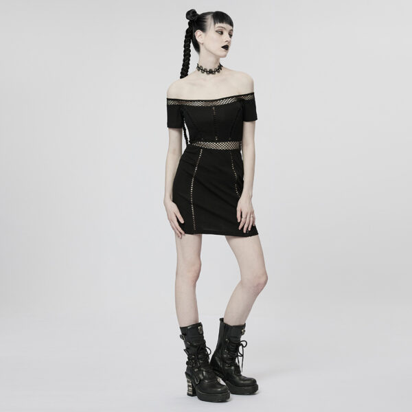 Off-Shoulder Mesh Perspective Dress - XS-S - Image 7