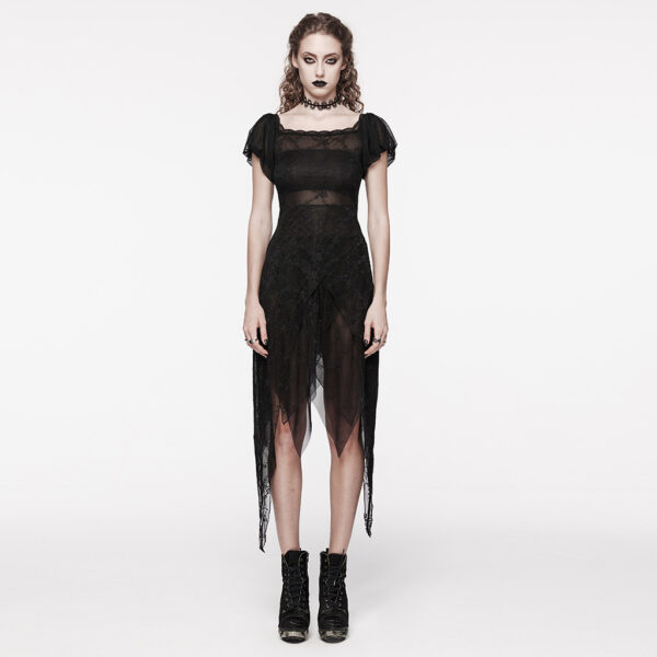 Elegant Puff Sleeves Goth Lace Dress