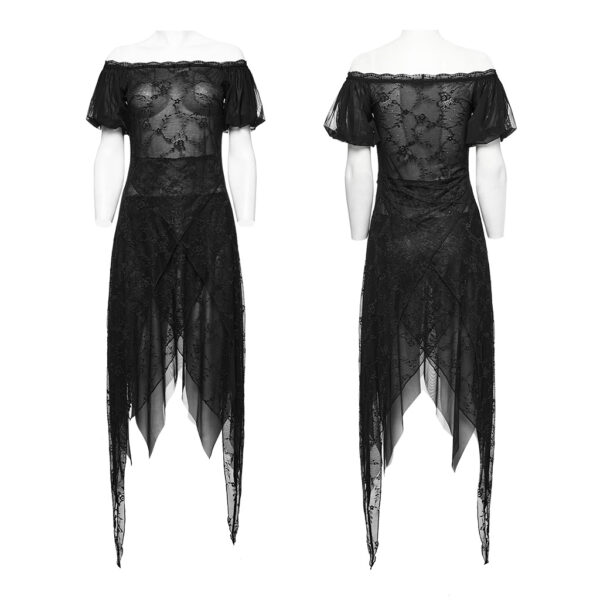 Elegant Puff Sleeves Goth Lace Dress - Image 5