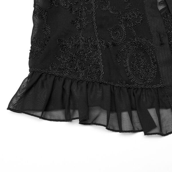 Chiffon Embroidered Perspective Black Blouse - Image 8