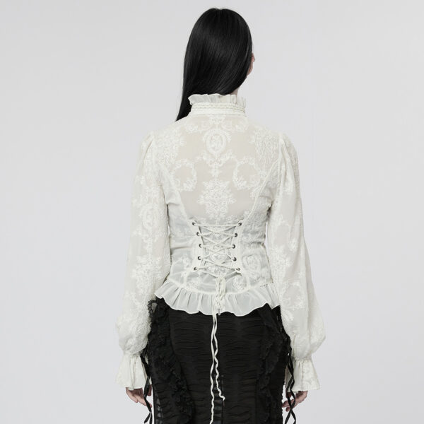 Chiffon Embroidered Perspective Blouse - Image 3