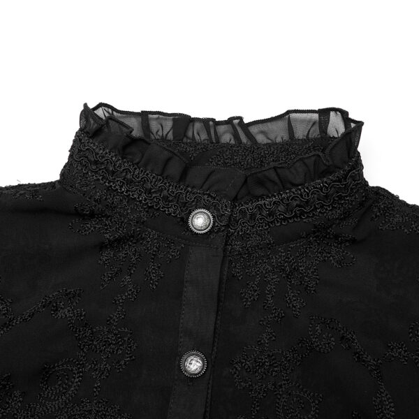 Chiffon Embroidered Perspective Black Blouse - Image 5