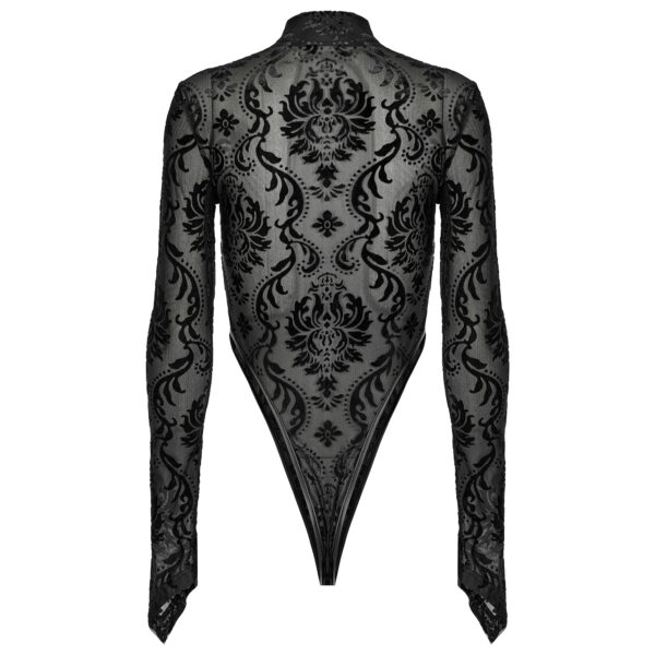 Flocking Gauze See-Through Multi-Segmented Bodysuit - Image 6