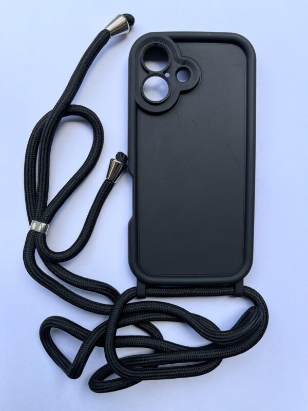 Crossbody Silicon Case Cover For iPhone 16 - Matte Black