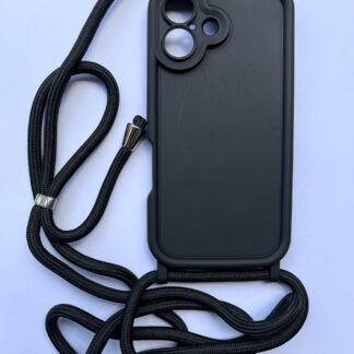 Crossbody Silicon Case Cover For iPhone 16 - Matte Black